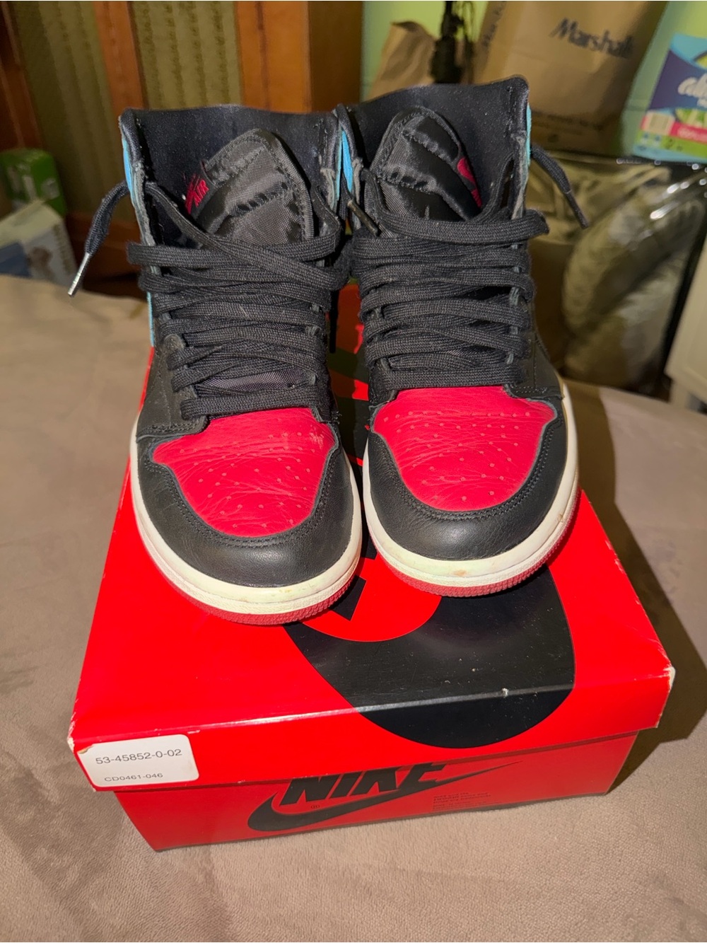 Nike Air Jordan 1 High Black/Red with Blue Highlights